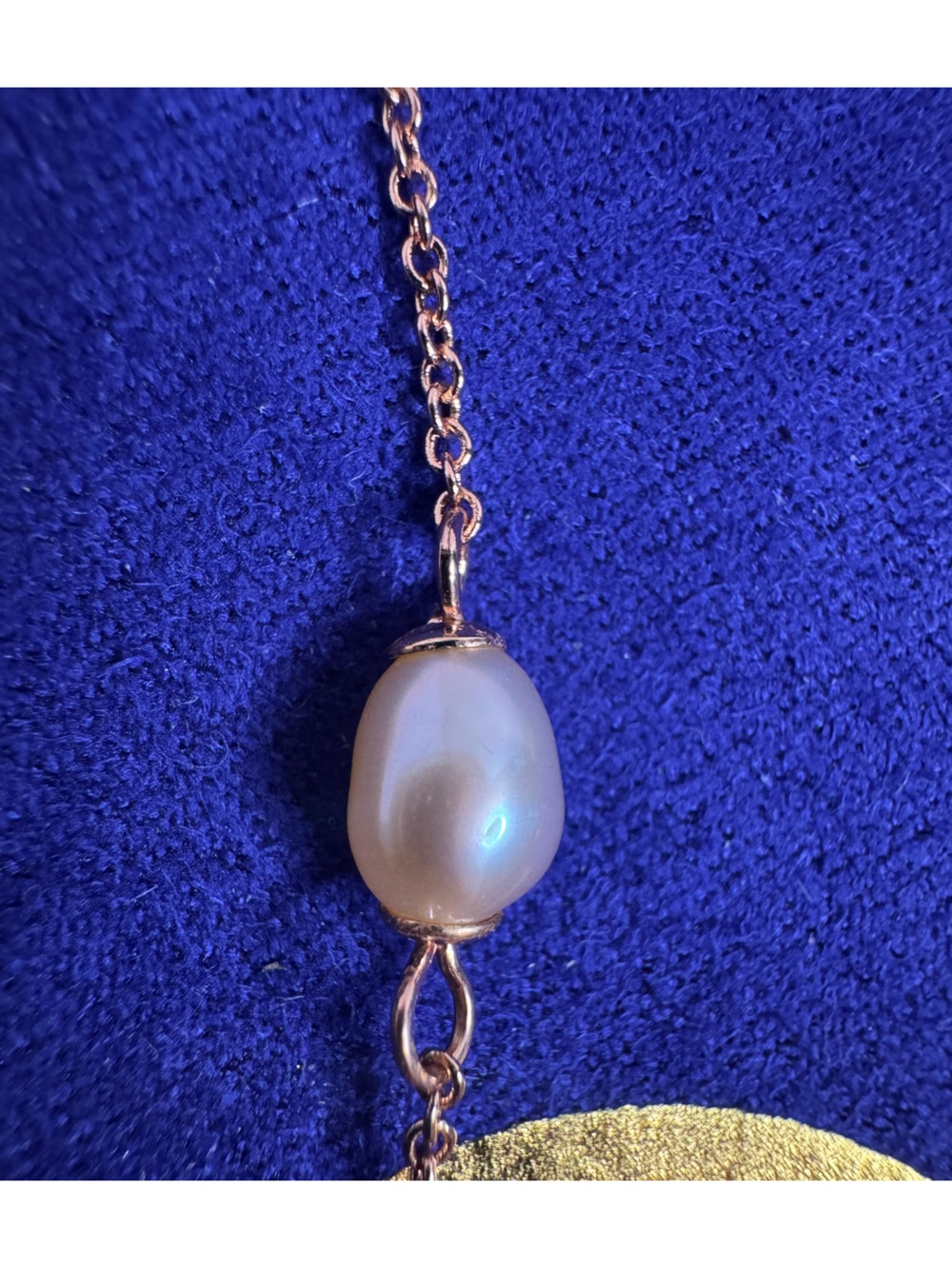 Tory Burch NWT Miller Pave Crystal & Rose Gold Pearl Chain Necklace - Picture 6 of 10